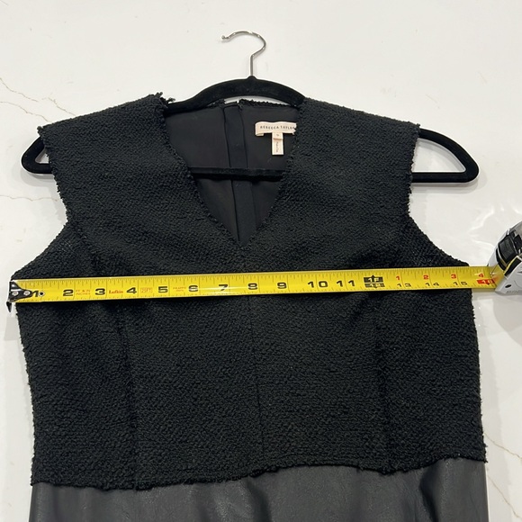 Rebecca Taylor V-Neck Faux Leather / Knit Dress | Size 0 | Black - Picture 7 of 7